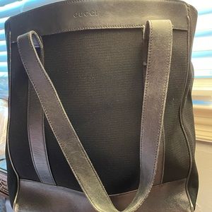 Authentic GUCCI canvas and leather black tote bag